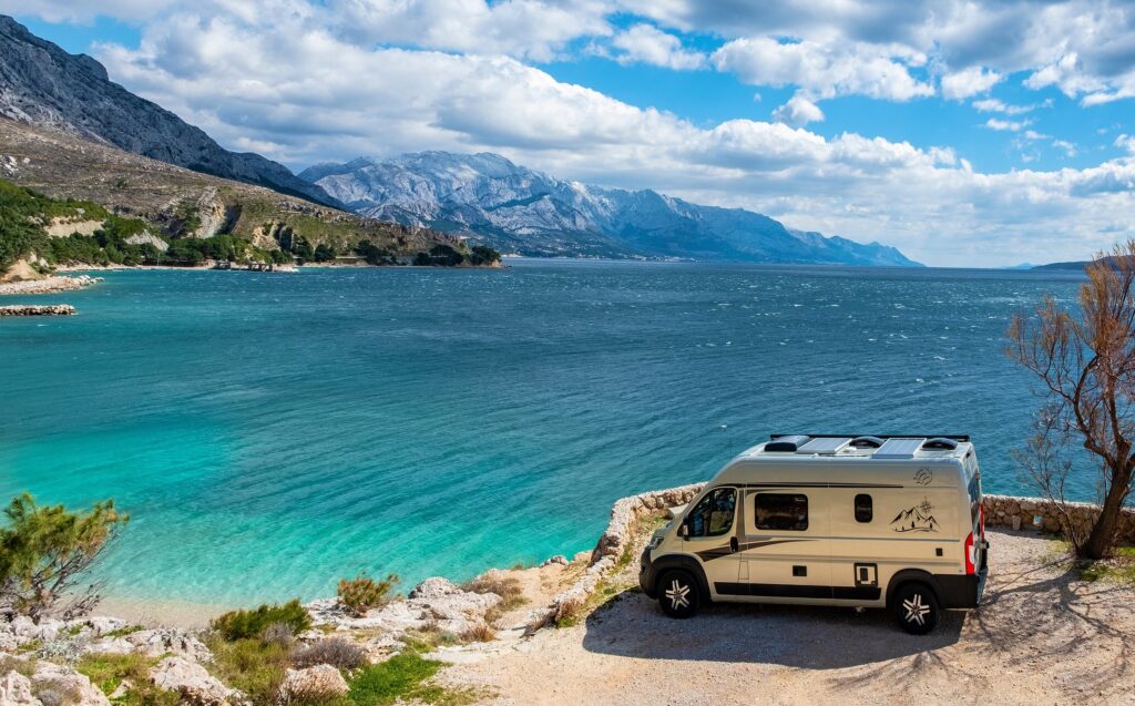 Van conversion parked up on Adriatic Coast, Croatia